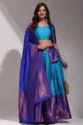 New Arrival Beautiful Sky Blue Half Saree For South Indian Women