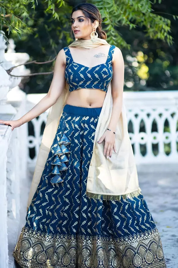 New Crop Top Lehenga Designs For Girls 2022 Sequence - Anaya Designer Studio