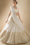 off white color lehenga for wedding function