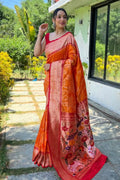 orange color paithani saree