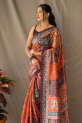 orange kalamkari sarees