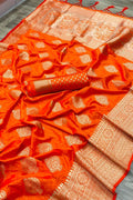 orange paithani saree look for wedding