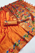orange color saree for wedding party