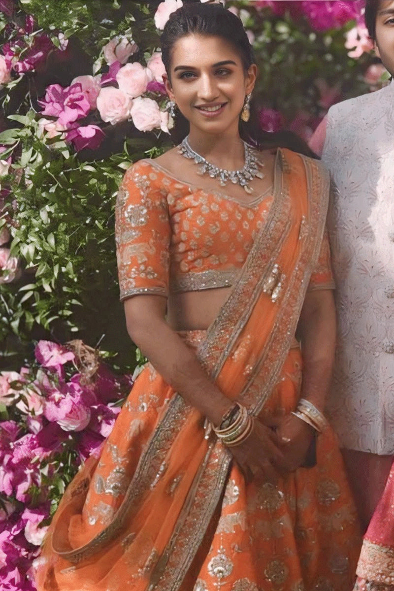 orange lehenga for wedding