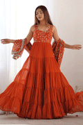 orange ruffle gown