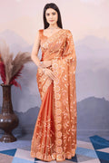 orange silk saree for wedding