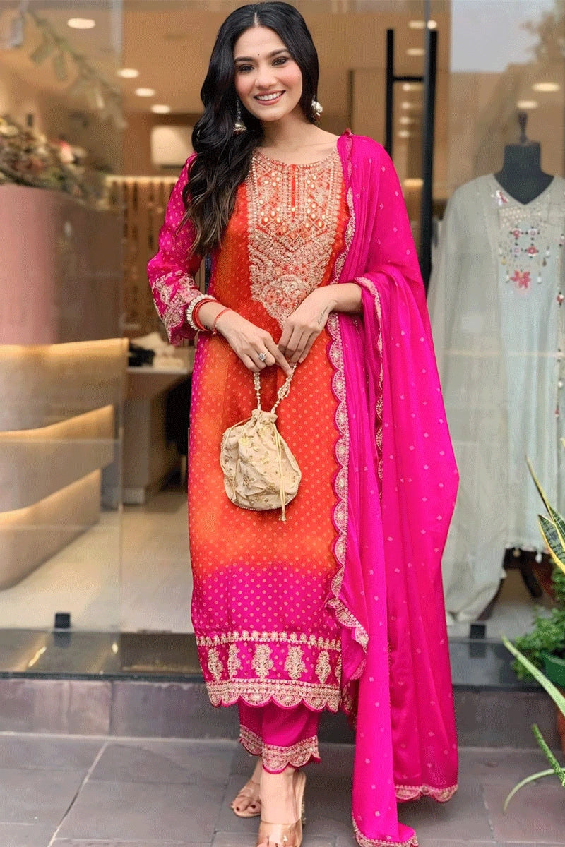 orange and pink dress for rakshabandhan