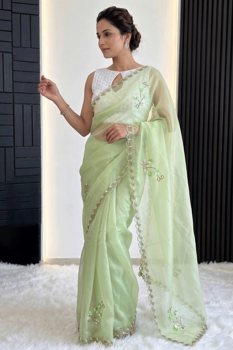 pure organza silk saree for reception