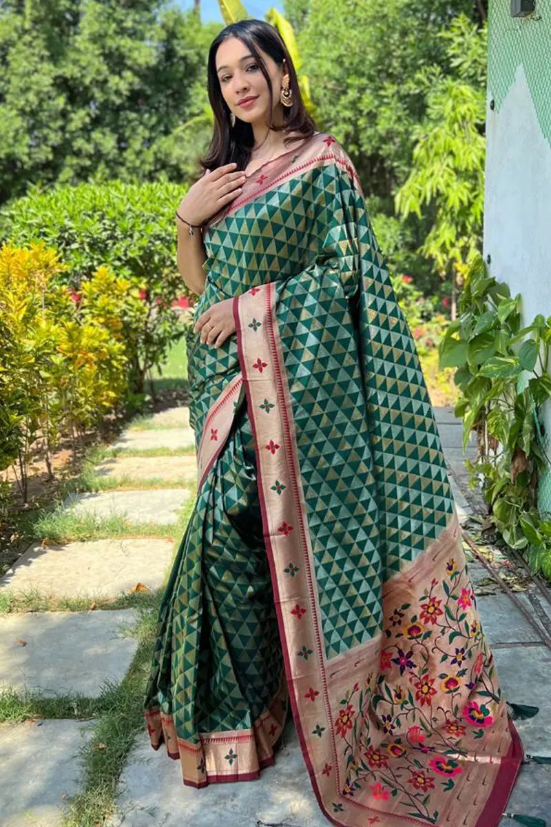 paithani saree green colour