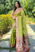 parrot green paithani saree design