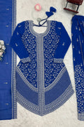 party wear blue palazzo suit