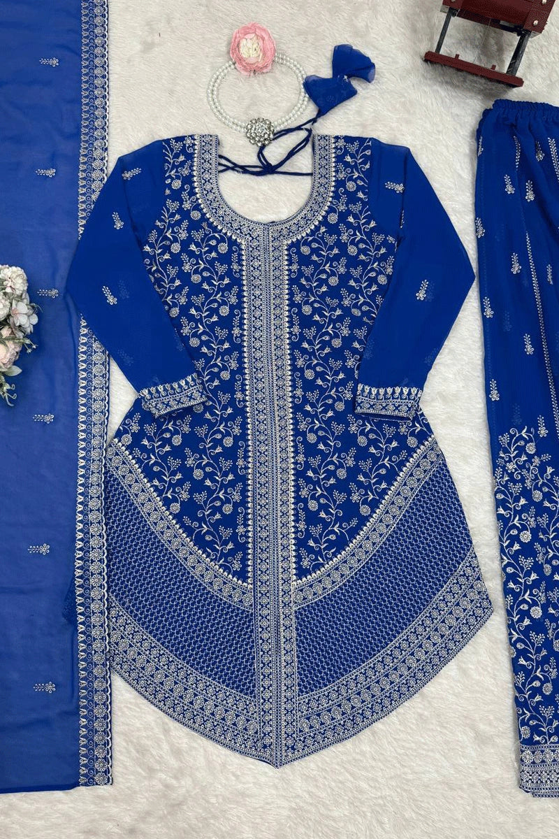 party wear blue palazzo suit