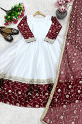 party wear embroidery gown with dupatta