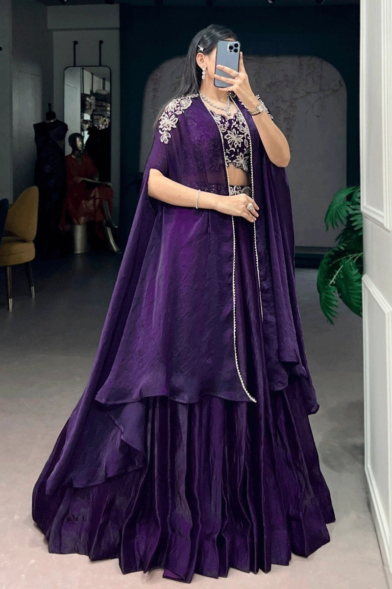 party wear lehenga with shrug