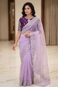 party wear organza saree for women