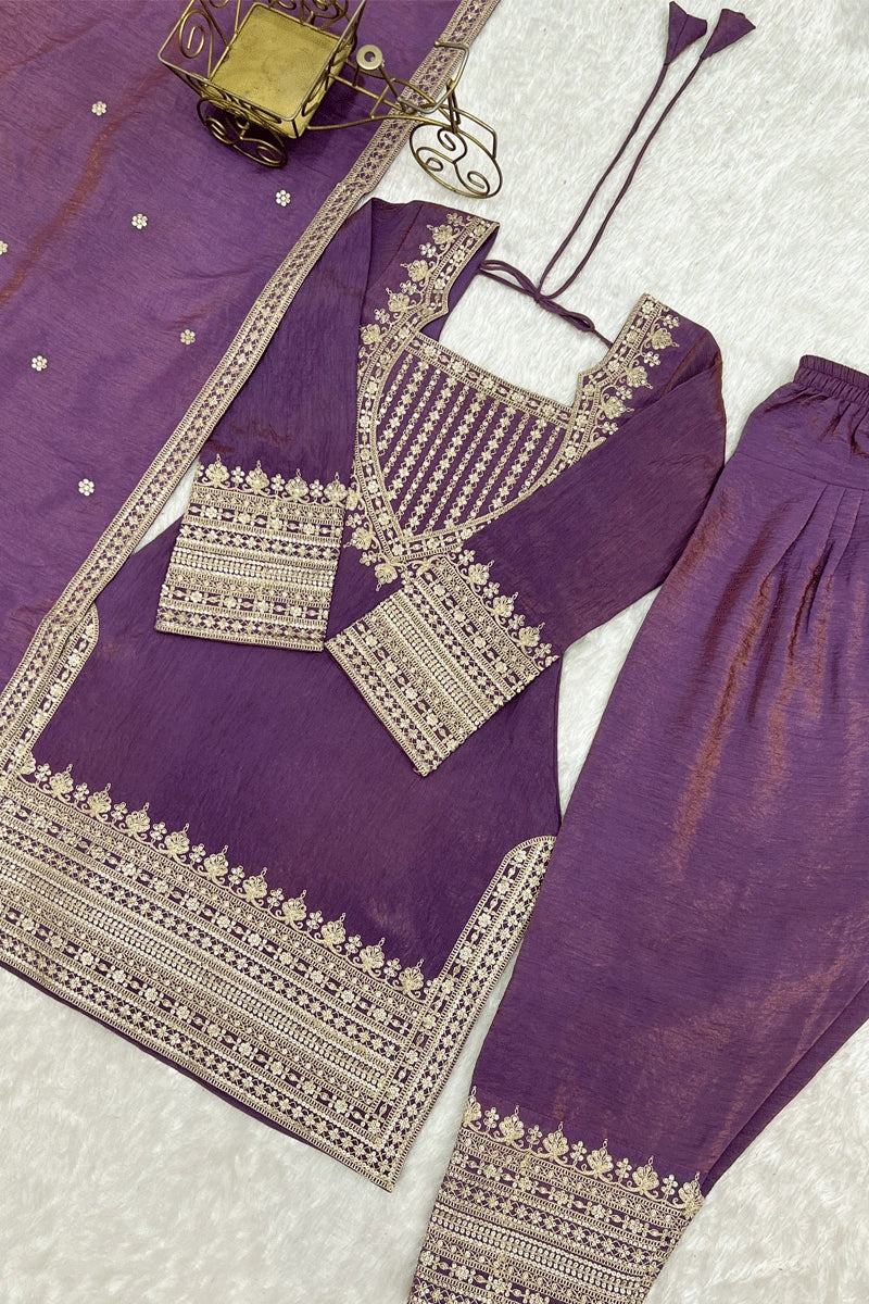 party wear purple farshi shalwar