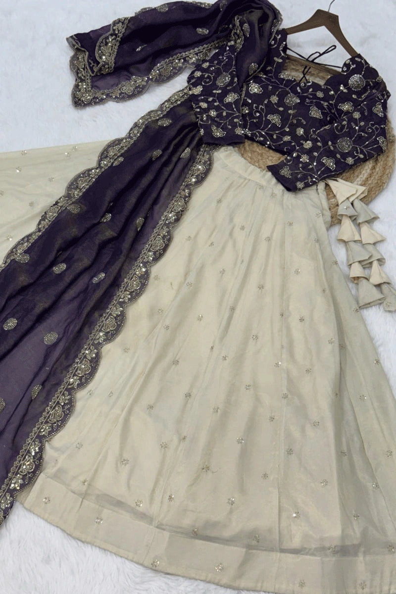 party wear purple lehenga choli
