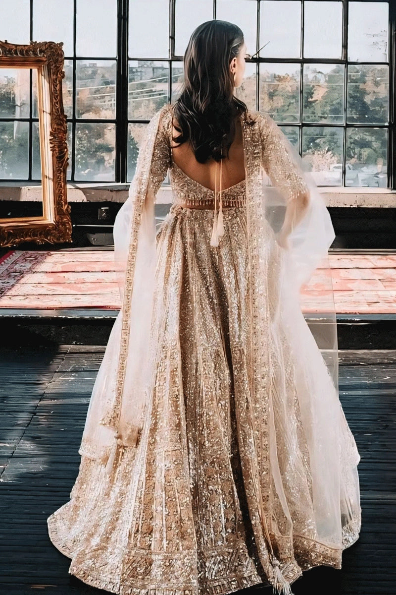 Peach Colour Lehenga For Bride Sister Peach Net Lehenga Choli: Indian Wedding Wear Party Wear, Embroidery Peach Colour Lehenga For Bride Sister Peach Net Lehenga Choli: Indian Wedding Wear Party Wear, Embroidery