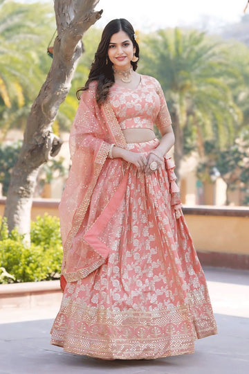 Special Diwali Festival Peach Colour Lehenga Choli