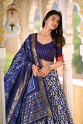 peinted navy blue lehenga choli