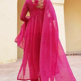 pink color gown for raksha bandhan