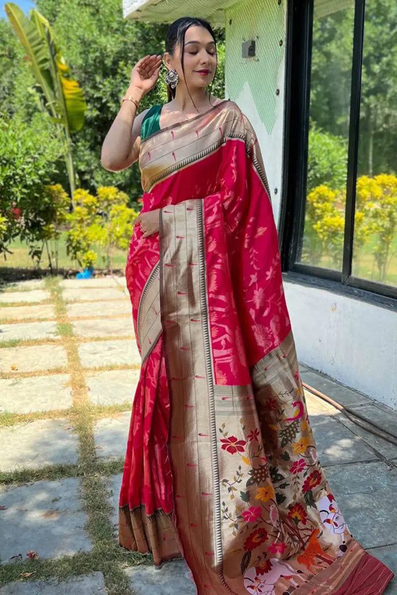 pink paithani saree for girls