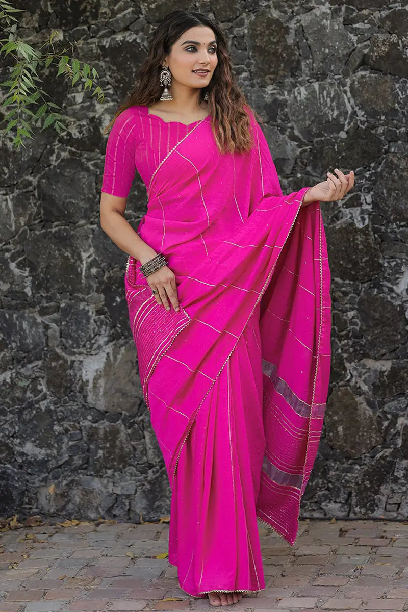 pink saree for girls