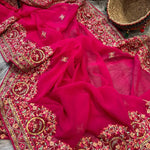 pink saree for karva chauth