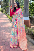 pink saree for wedding guest