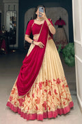 pink color half saree for pongal