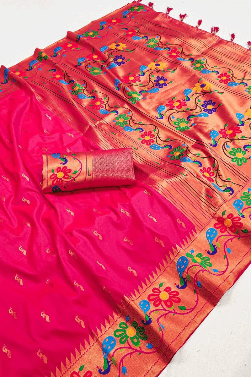pink color saree for wedding party