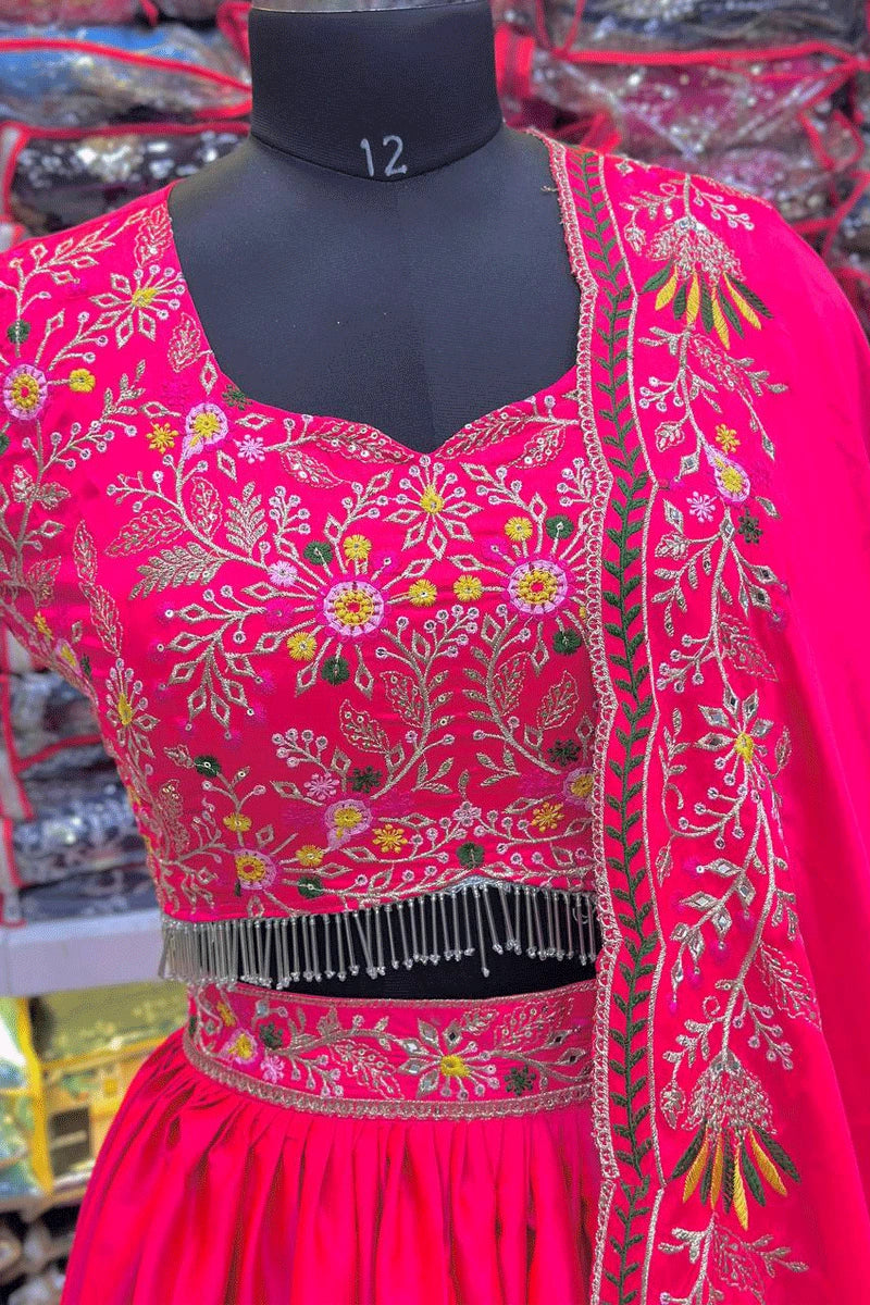 pink colour wedding lehenga 