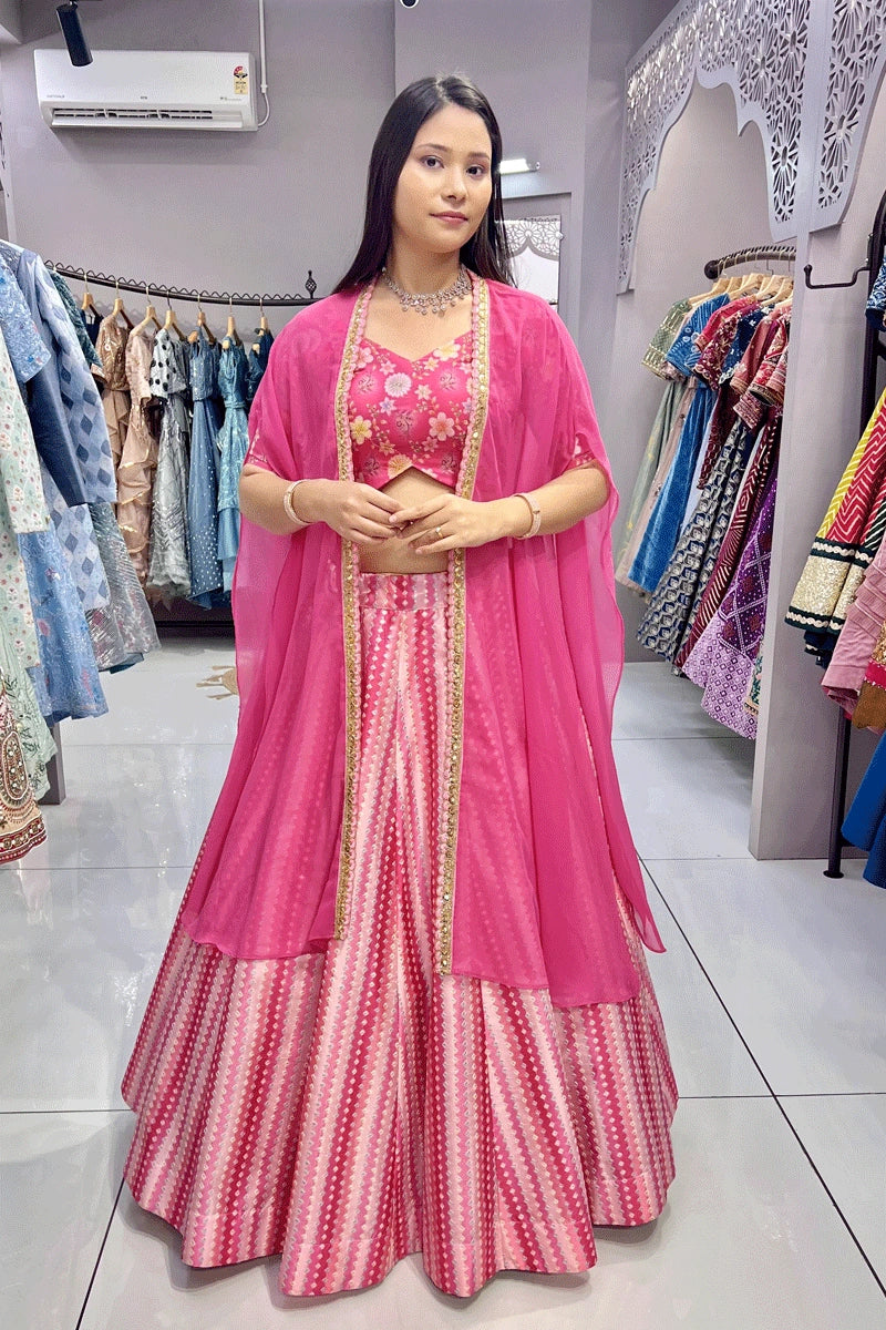 pink lehenga style jacket for wedding sangeet