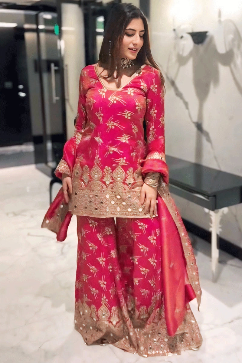 pink sharara suit