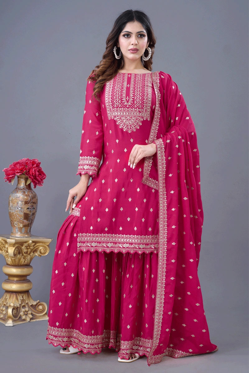 pink sharara suit for eid festival