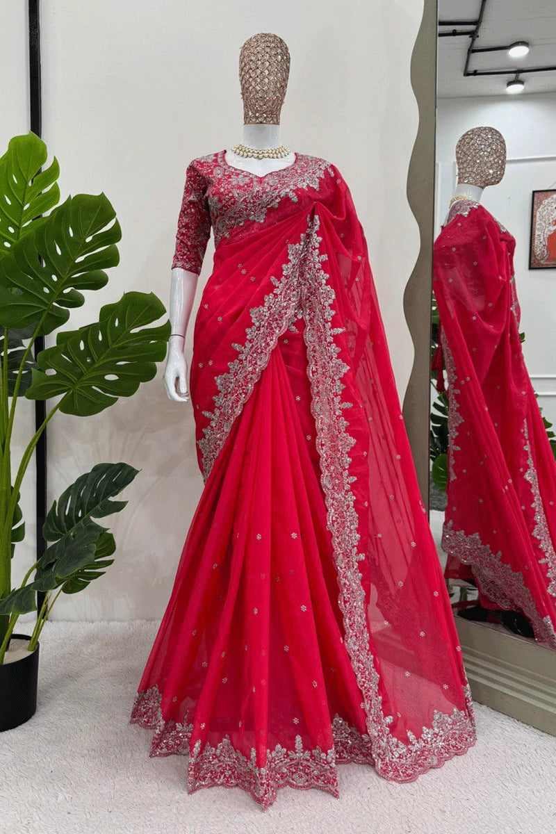 pink wedding saree