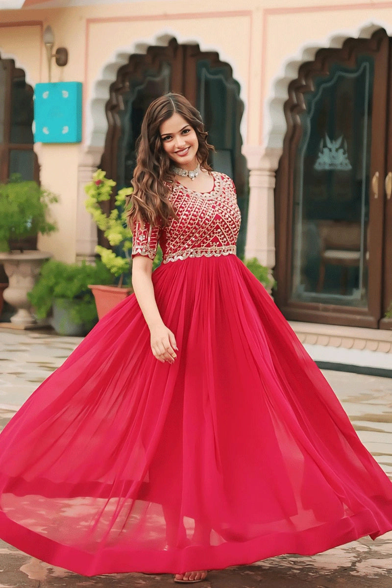 pink long gown for women