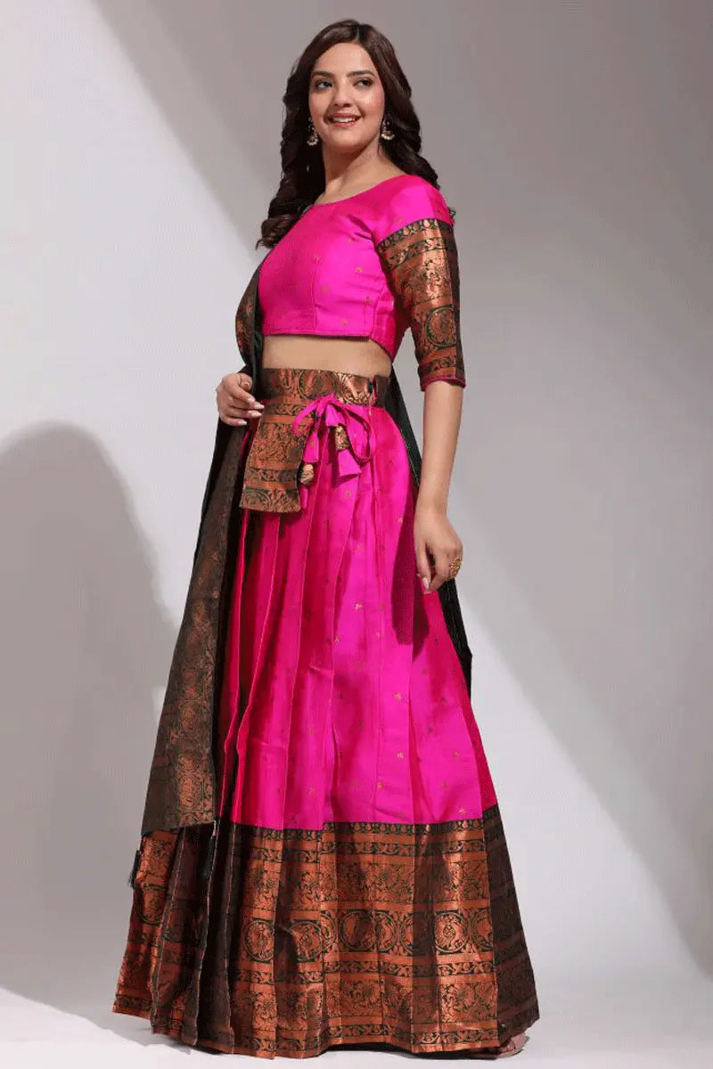 pink half saree for south indian