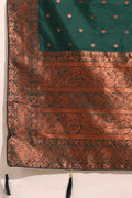 pink half saree with green dupatta