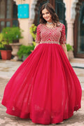 pink heavy flare gown