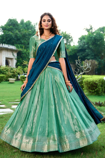 pista colour half saree for pongal