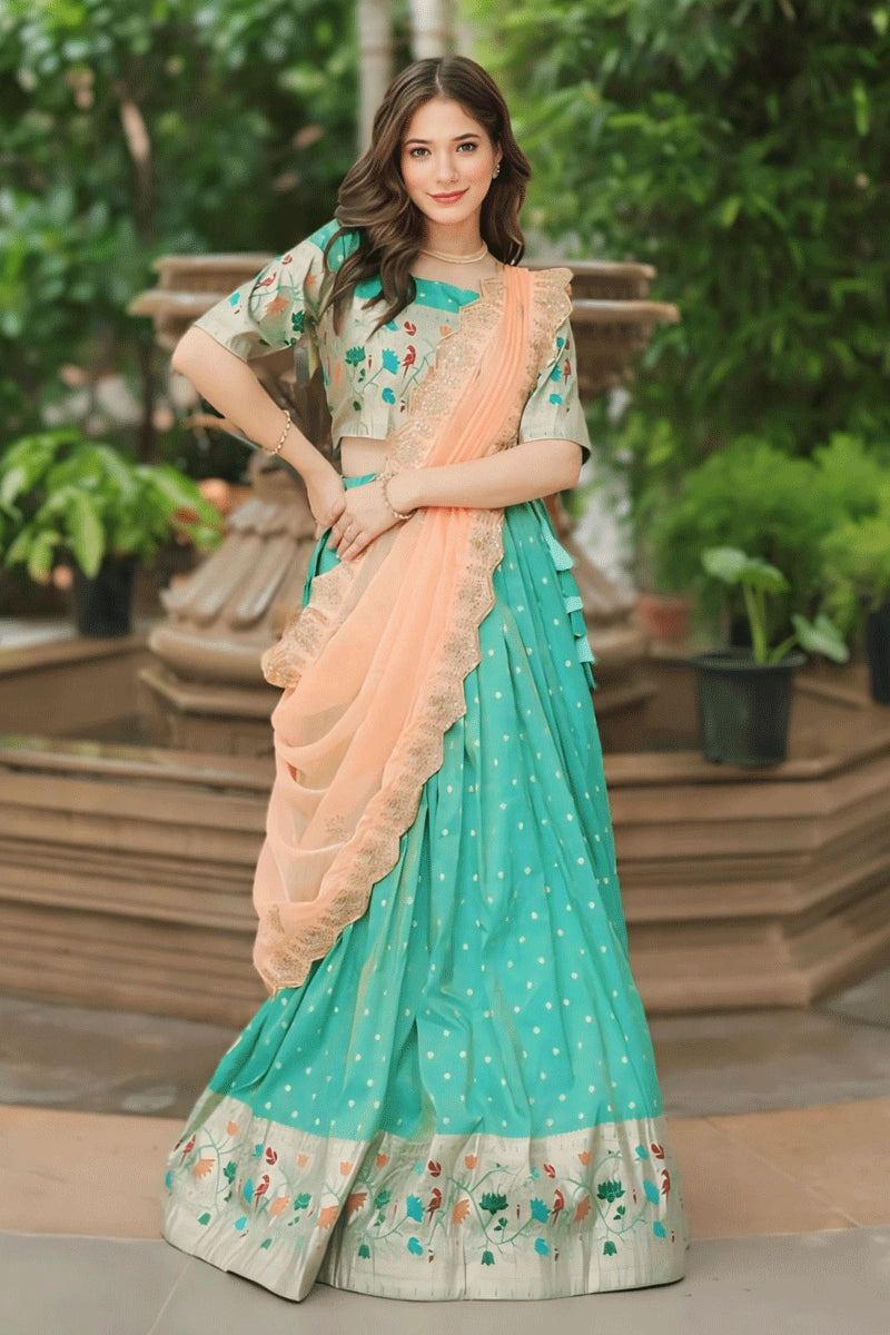 pista colour half saree forsouth 