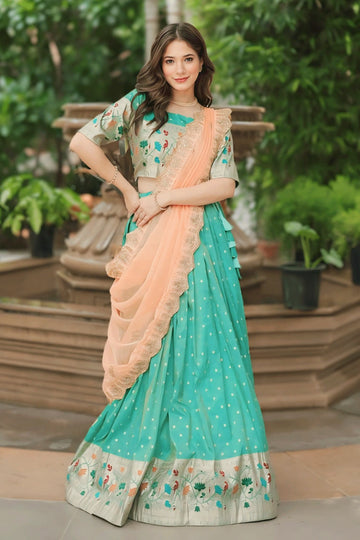 pista colour half saree forsouth 