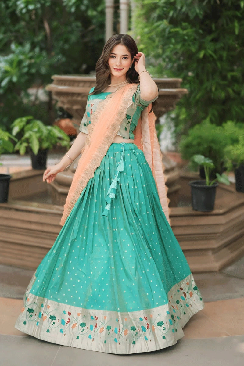 pista colour half saree forsouth 