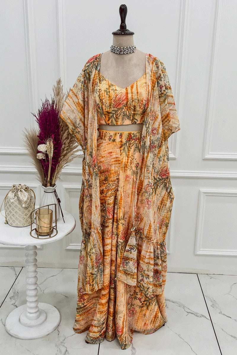 plazo suit with shrug for haldi caremony 