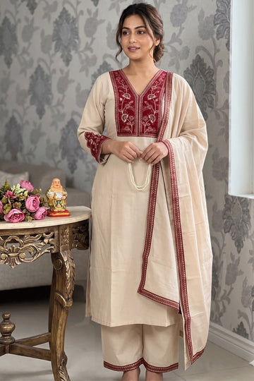 pooja special embroidery kurti pant set
