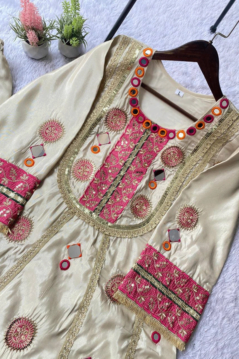 pooja special mirror work outfit