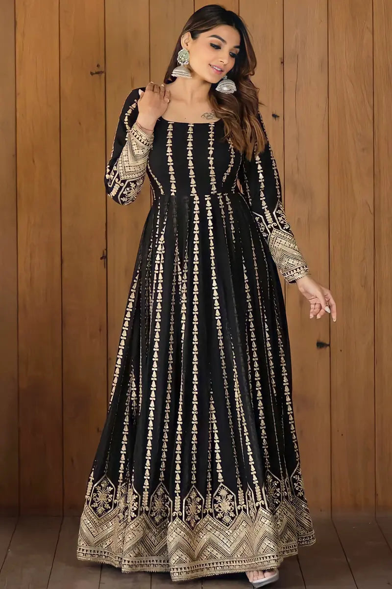 black color designer gown