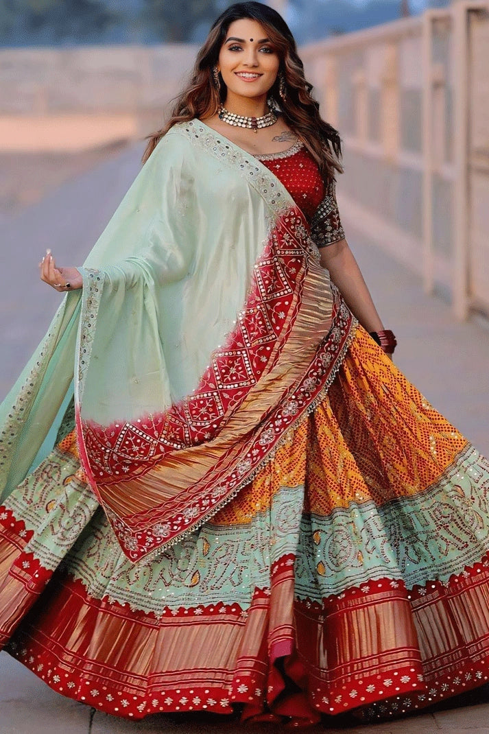 prachi solanki orange leheng choli for garba