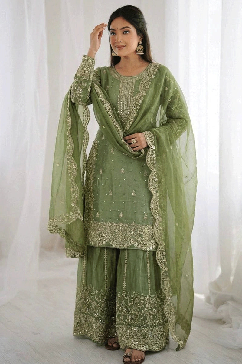 premium embroidery plazo suit